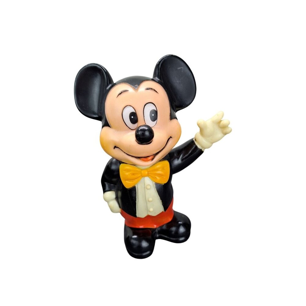 Vintage Mickey Mouse Coin Bank Rubber Plastic Korea Walt Disney Productions 70s